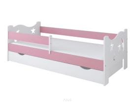 Łóżko dziecięce z szufladą z barierką 160X80 BETTY biało różowy