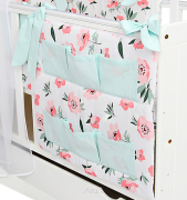 Przybornik na łóżeczko "KOKARDKA" (calineczka +mięta gładka)