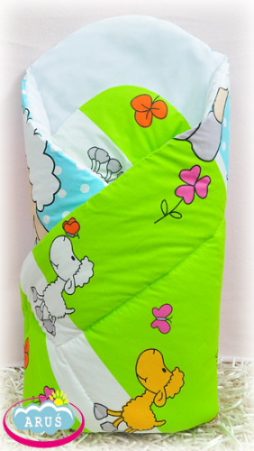 Rożek becik niemowlęcy zapinany na rzep (turkusowo zielone baranki 2)