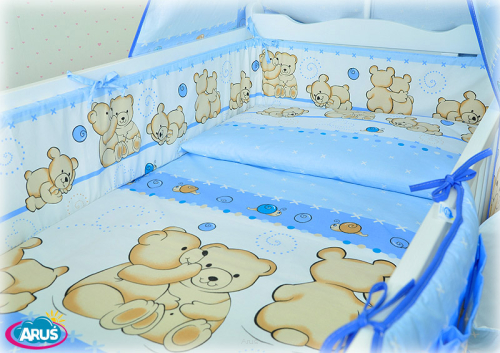 ARUŚ 5 el. pościel do łóżeczka 120*90 (108-niebieski teddy)