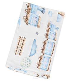 Pielucha pieluszka tetrowa kolorowa 70*80 (ciuchcia niebieska)