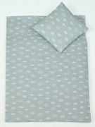 2 pościel do przedszkola 80*220 +gratis (białe korony na popielu)