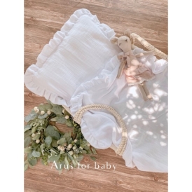 3 el. pościel z falbankami 120x90 ECO muślinowa (biała gładka)