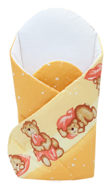 Rożek becik usztywniony zapinany na rzep (brzoskwiniowe misie i gwiazdki)