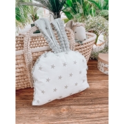 Poduszka przytulanka ZAJACZEK (minky popiel + popiel gwiazdki)