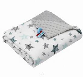 Koc kocyk pled pledzik MINKY 75x100 (popiel +gwiazdki miętowe)