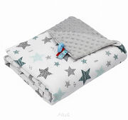 Koc kocyk pled pledzik MINKY 75x100 (popiel +gwiazdki miętowe)