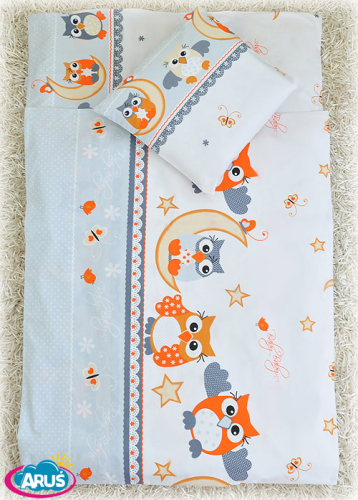 5 pościel do przedszkola 80*220 z workiem+gratis (popielate sowy)