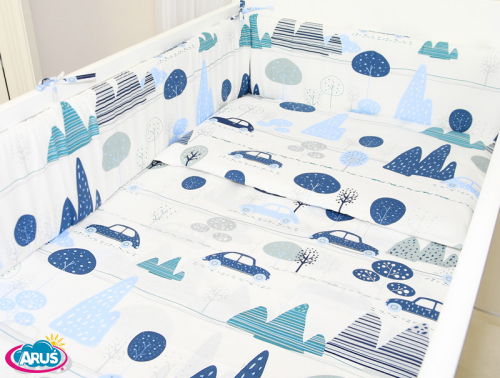 ARUŚ 5 el. pościel do łóżeczka 120*90 (158-samochody w górach)