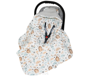 Otulacz śpiworek 90x90 z kapturkiem do fotelika velvet/bawełna (popiel +jeżyki beżowe)