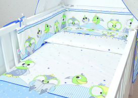 ARUŚ 2 el. pościel do łóżeczka 120*90 (29-niebieskie sowy NOWE)