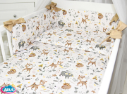 5 el.Pościel do łóżeczka 120x90 dwustronna "KOKARDKA" (sarenki beżowe +beż)