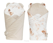 Rożek becik niemowlęcy VELVET (capuccino +wróżki beżowe)