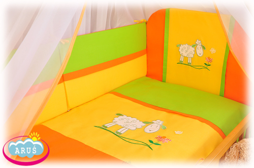 6 el. pościel haftowana 3 kolorowa (miś balonik / owieczka)