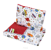 Pościel do wózka / kołyski MINKY (czerwony +rakiety)