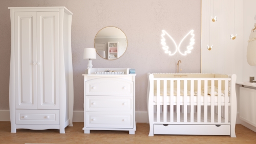 Zestaw mebli, komplet mebli MEGAN 3 : łóżeczko z szufladą + komoda +szafa