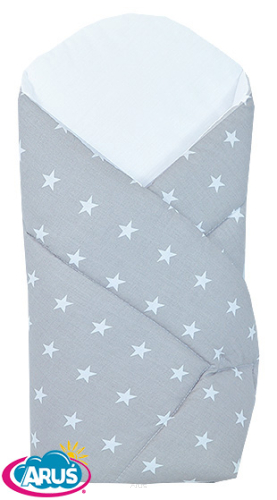 Rożek becik usztywniony zapinany na rzep (białe gwiazdki na popielu)