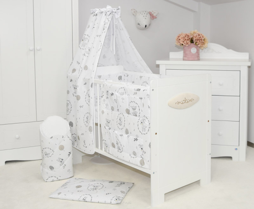 ARUŚ 4 el. pościel do łóżeczka 120*90 (148-wianuszki popielate)