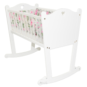 Kołyska dla dziecka SISI biała + materac pianka kokos + pościel