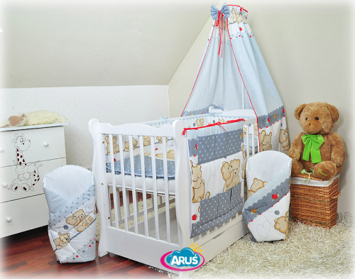 ARUŚ 4 el. pościel do łóżeczka 120*90 (107-popielaty teddy)