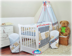 ARUŚ 4 el. pościel do łóżeczka 120*90 (107-popielaty teddy)