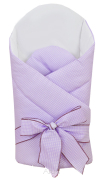 Rożek becik usztywniony wiązany KRATKA (liliowa krateczka)