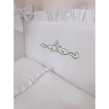 3 el. Pościel do łóżeczka z falbanką 120x90 biała z haftem srebrnym - 6