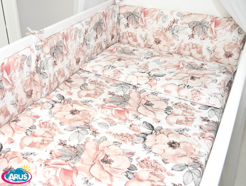 ARUŚ 3 el. pościel do łóżeczka 120*90 (159-duże kwiaty)