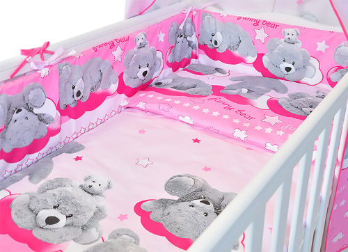 ARUŚ 2 el. pościel do łóżeczka 120*90 (105-funny bear rozowy)