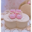 Sweterkowe buciki skarpetki z koronką (pastelowy róż) - 2