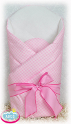 Rożek becik usztywniony wiązany KRATKA (różowa krateczka)