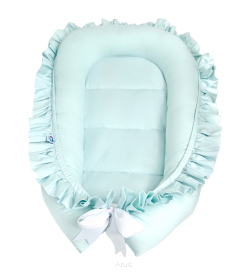 Kokon gniazdko otulacz bawełniany z falbankami (mięta)