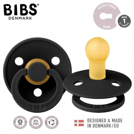 BIBS smoczek uspokajający kauczukowy 0+ S (black)