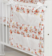 Przybornik na łóżeczko "KOKARDKA" (dzika róża +biel)