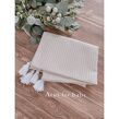 Koc wafelek bawełniany pompony 100x75 (beige with white) - 2