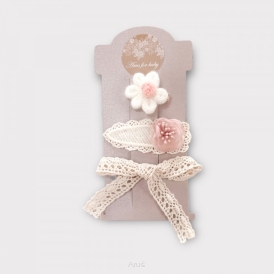 Zestaw 3 spinek (kwiatuszek z falbanką i koronką)