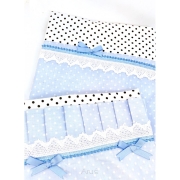 2 el.Pościel do łóżeczka 120x90 "Sweet" niebieska koronka