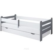 Łóżko dziecięce z szufladą z barierką 160X80 LIAM szaro biało