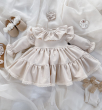 Sukienka z falbankami i koronką jesienno/zimowa (vanilla and cream beżowa) - 4