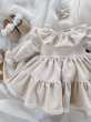 Sukienka z falbankami i koronką jesienno/zimowa (vanilla and cream beżowa) - 5