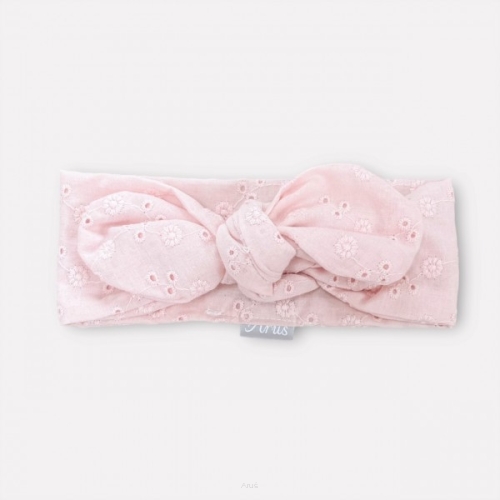 Opaska na główkę bawełniana haftowana (pudrowa)