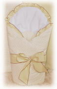 Rożek becik niemowlęcy wiązany (kremowa kratka)