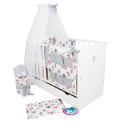 4 el.Pościel do łóżeczka 120x90 dwustronna "KOKARDKA" 120x90 (calineczka +popiel gładki)