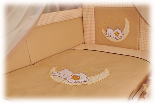2 elementowa pościel HAFTOWANA (beżowy miś na ksieżycu)
