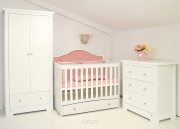 Zestaw mebli CARMEN 3 (róż pudrowy) : łóżeczko z szufladą + komoda z przewijakiem +