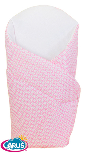 Rożek becik usztywniony zapinany na rzep (różowa krateczka)