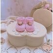 Sweterkowe buciki skarpetki Roses (pastelowy róż) - 2