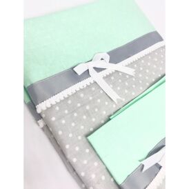 2 el.Pościel do łóżeczka 120x90 "Sweet" miętowo szare bąbelki