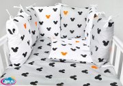 2 el.Pościel do łóżeczka 120x90 "MODUŁOWA" duże myszki biało popielate