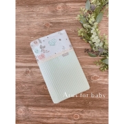 Koc kocyk wafelek bawełniany 100x75 (mięta +białe różyczki) 